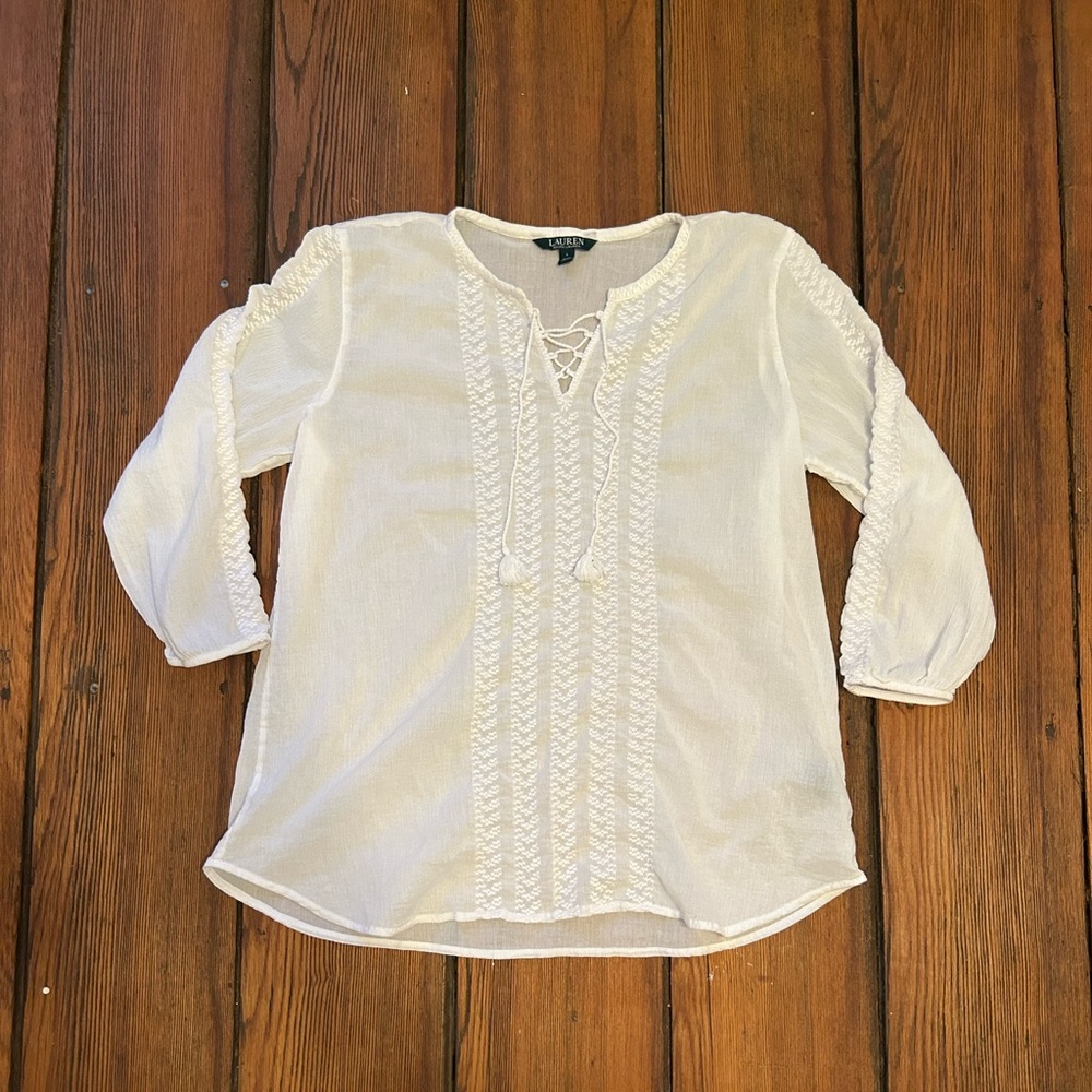 Ralph Lauren white Lace-Up Tunic
